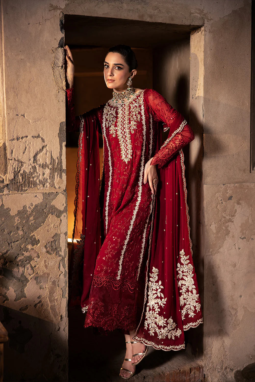 AZURE EMBROIDERED CHIFFON DRESS 3 PIECE 2361