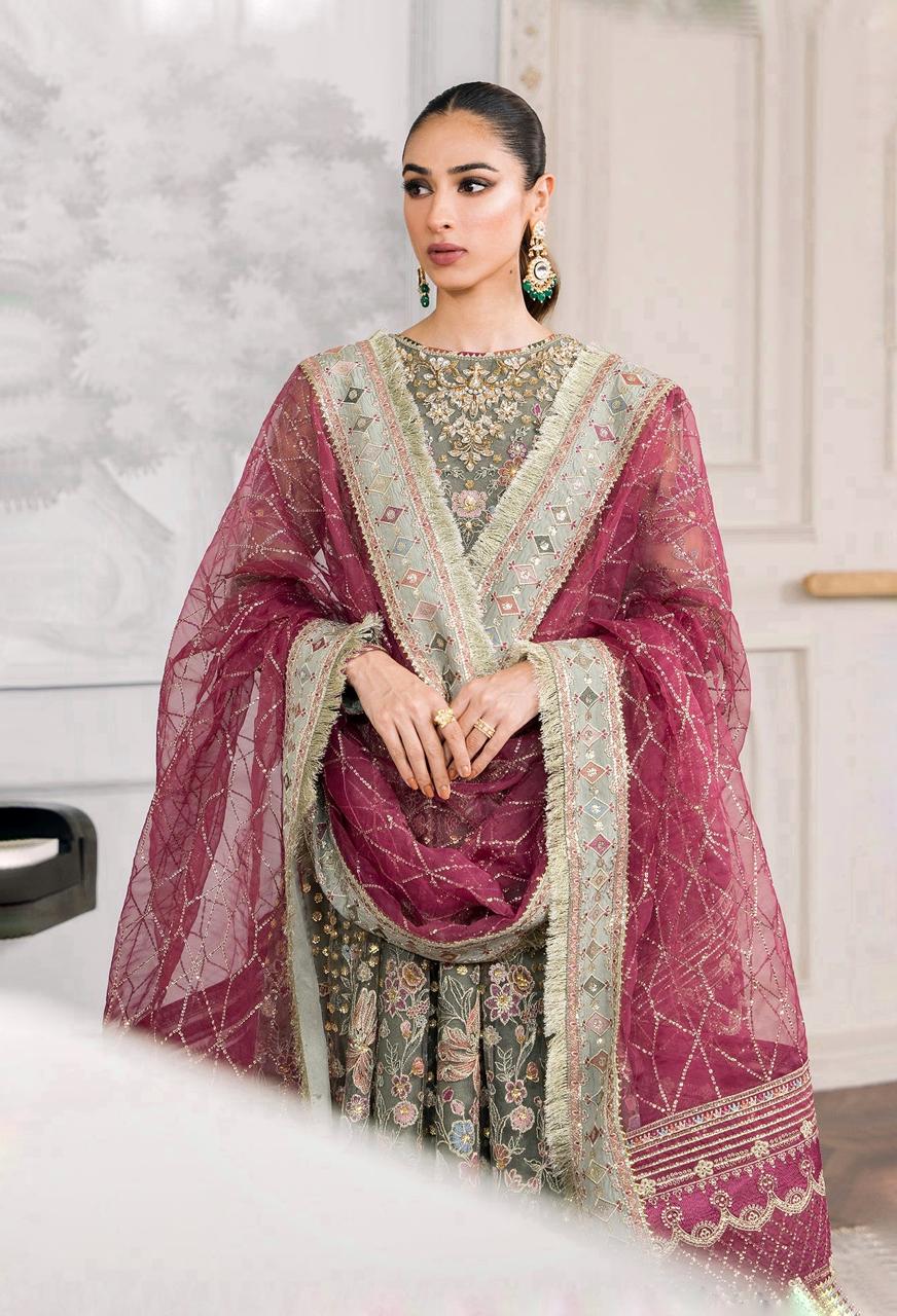 BAROQUE SOFT NET HEAVILY EMBROIDERY DRESS 3 PIECE