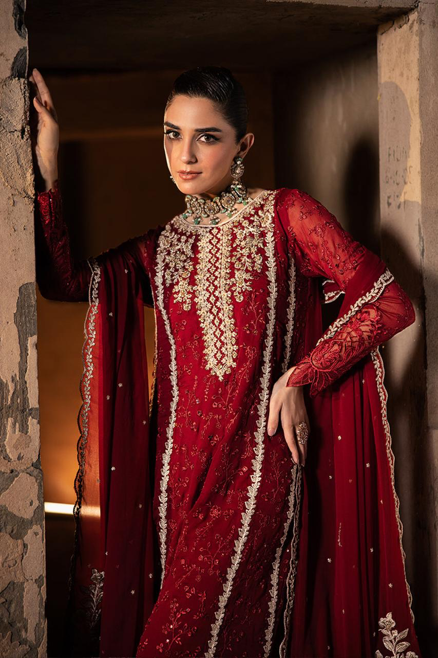 AZURE EMBROIDERED CHIFFON DRESS 3 PIECE 2361