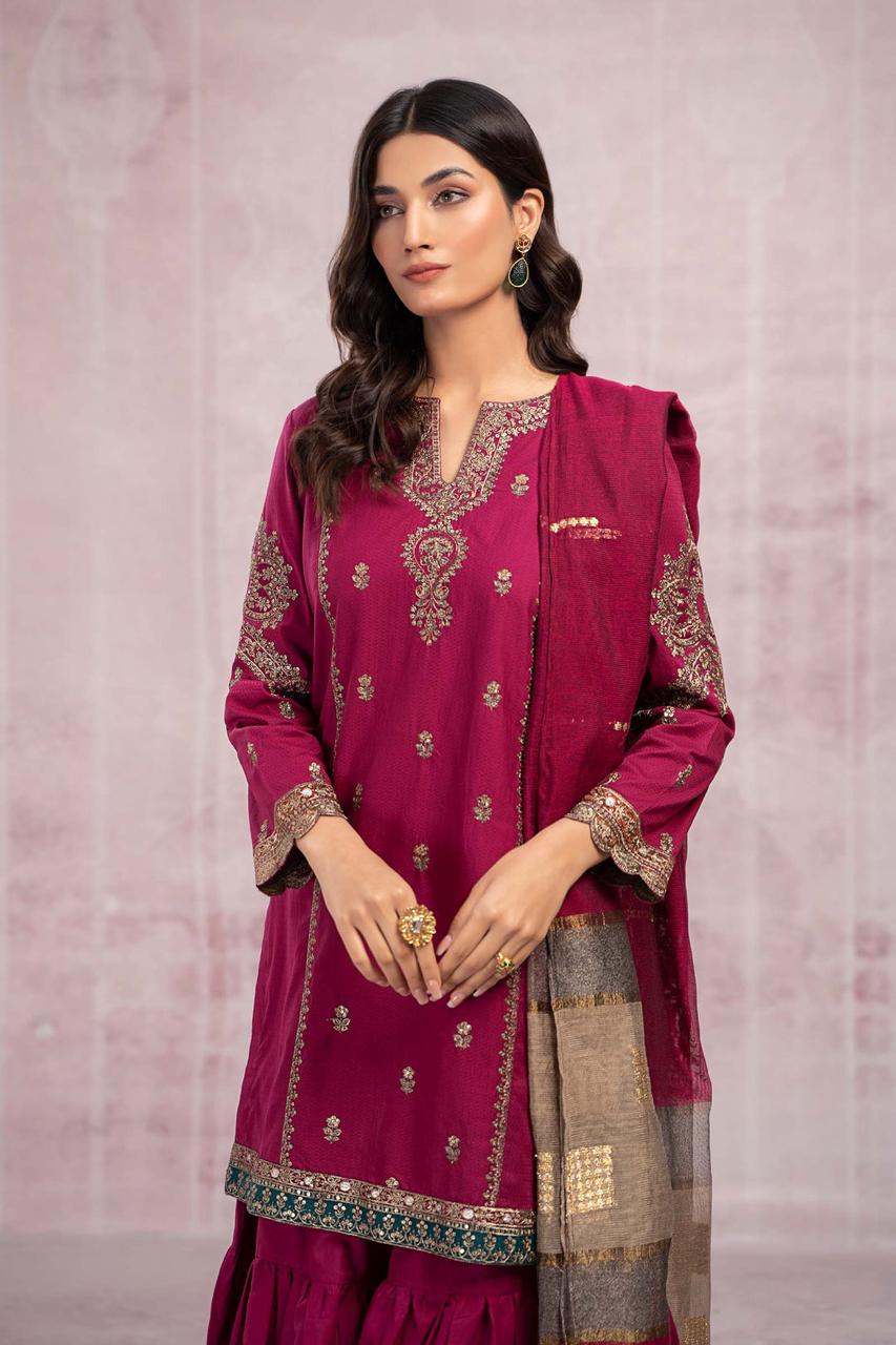 MARIA B DHANAK EMBROIDERY DRESS 3 PIECE UNSTITCHED 2144