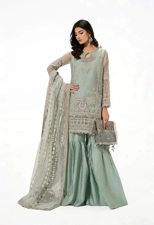 MARIA B SOFT ORGANZA HEAVILY EMBROIDERY DRESS 3 PIECE 2351