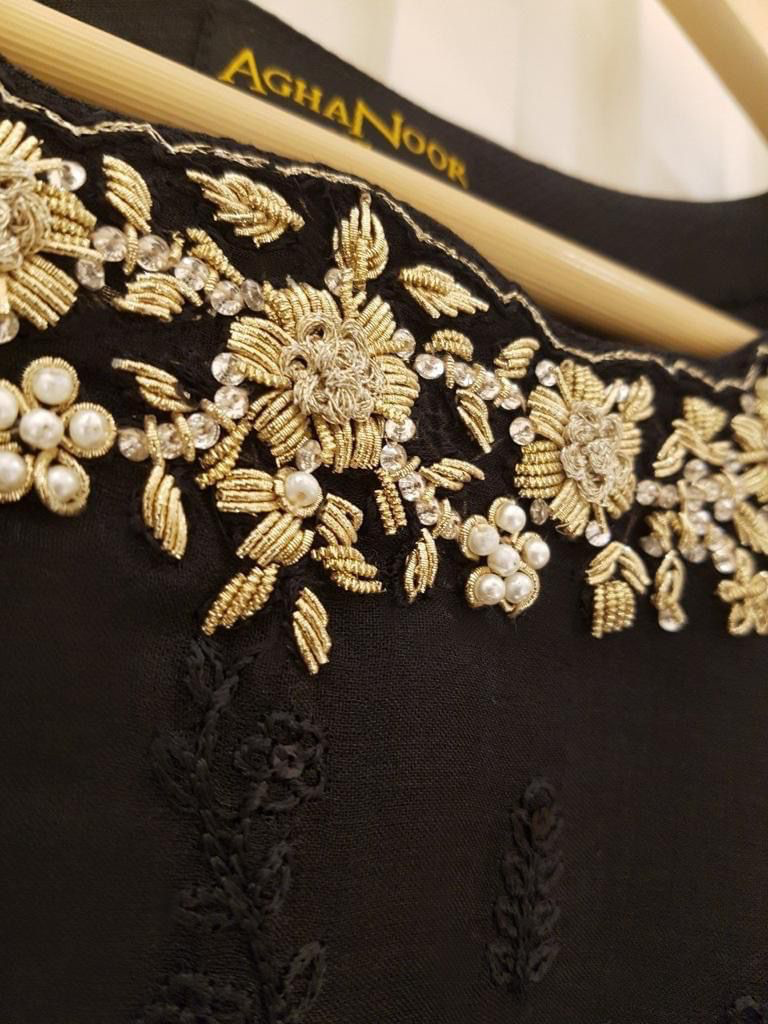 AGHA NOOR SOFT ORGANZA HEAVILY EMBROIDERY DRESS 3 PIECE UNSTITCHED