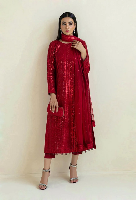 BAROOQUE SOFT NET EMBROIDERY COLLECTION UNSTITCHED 3 PIECE