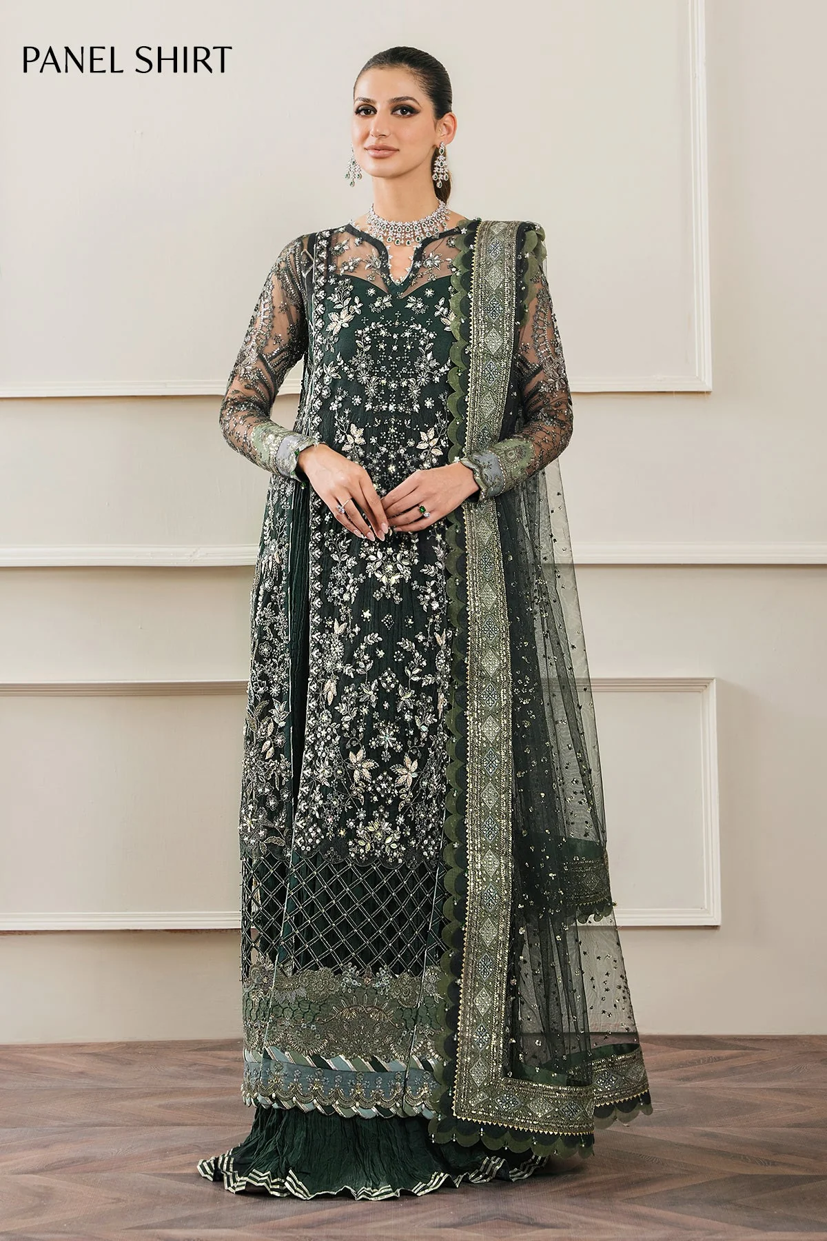 BAROQUE SOFT NET HEAVILY EMBROIDERY DRESS 3 PIECE