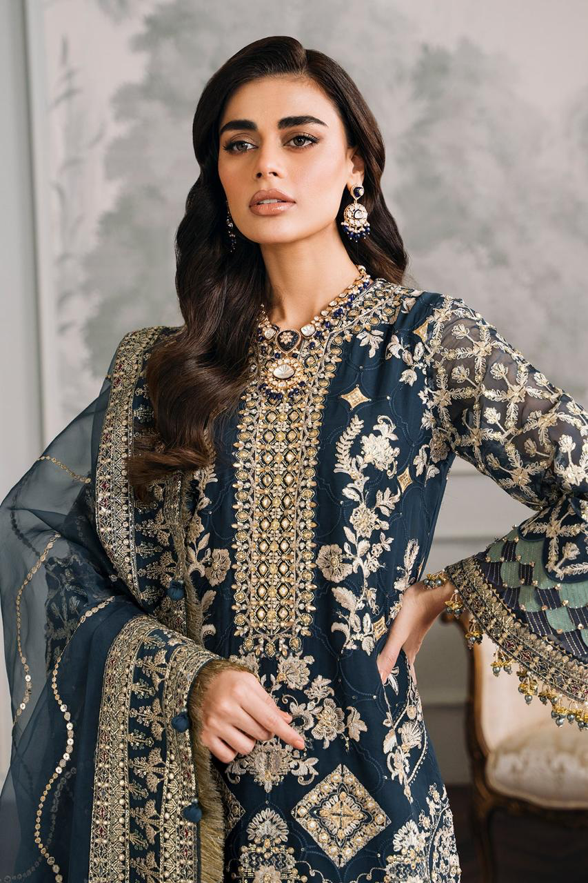 BAROQUE SOFT CHIFFON HEAVILY EMBROIDERY DRESS 3 PIECE 2352